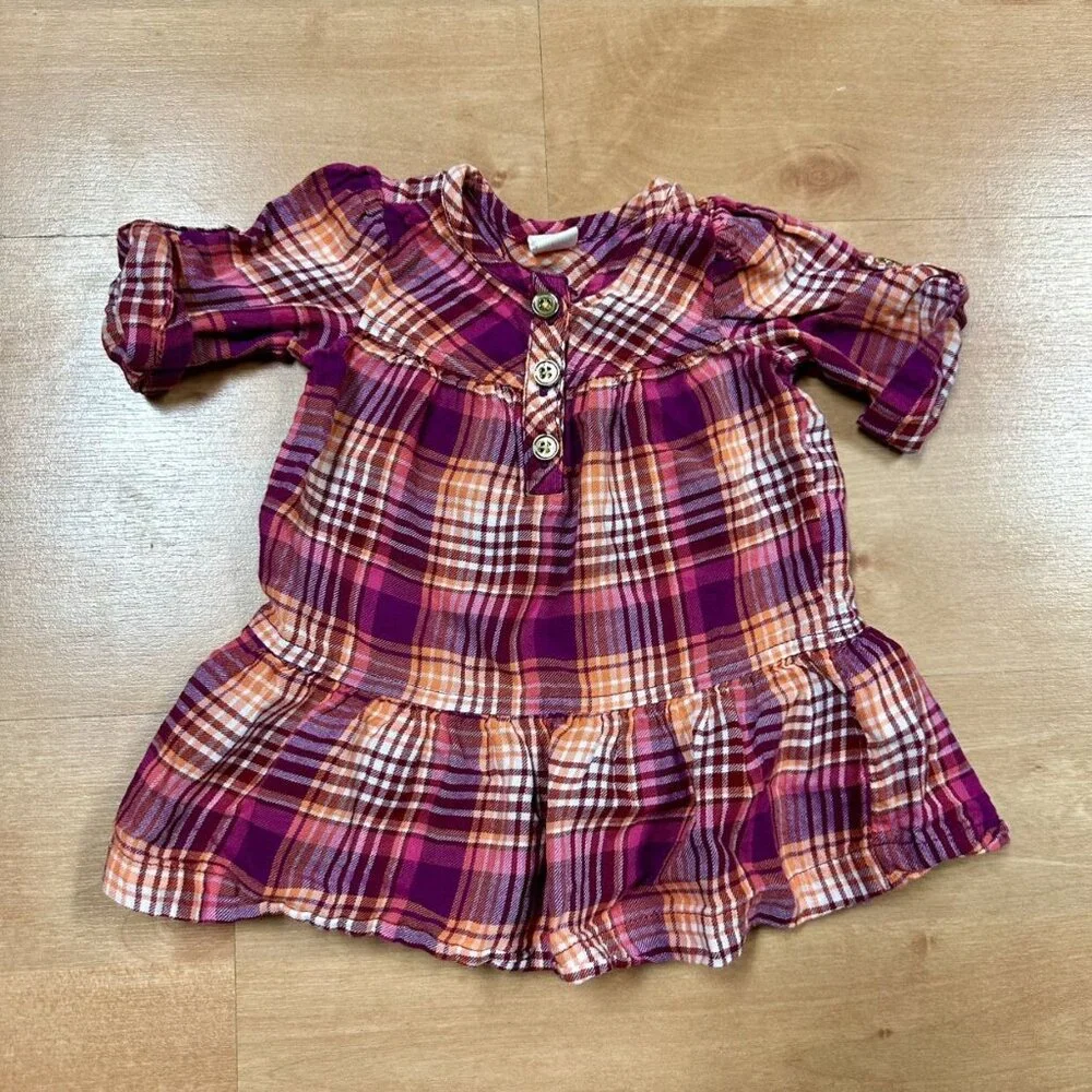 Old Navy Baby Girl 2-Piece Purple & Pink Plaid Outfit Size 0-3M